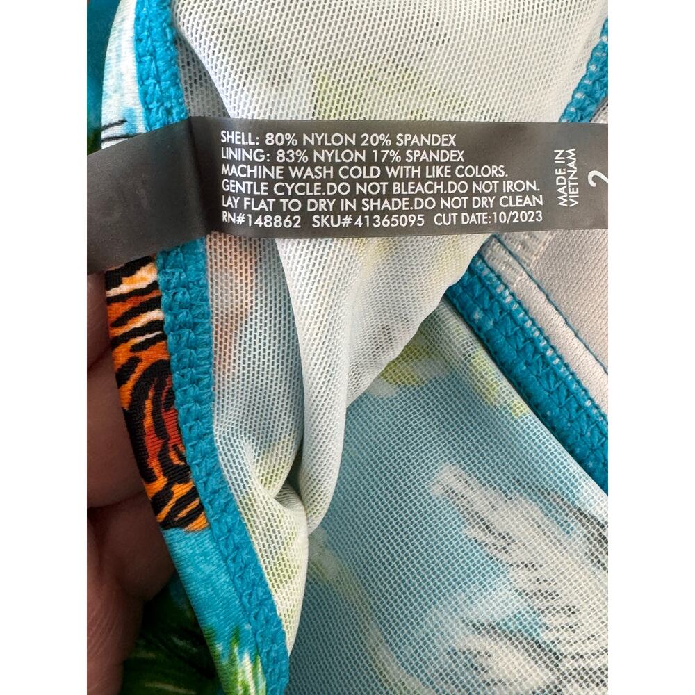 torrid Teal Tropical Print Skirted Swimdress - Picture 9 of 10